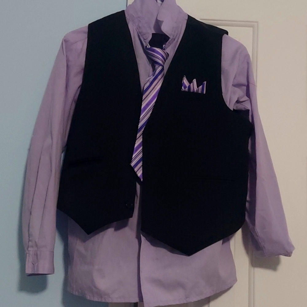 Boys Suit Set - Shirt, pants, vest, tie